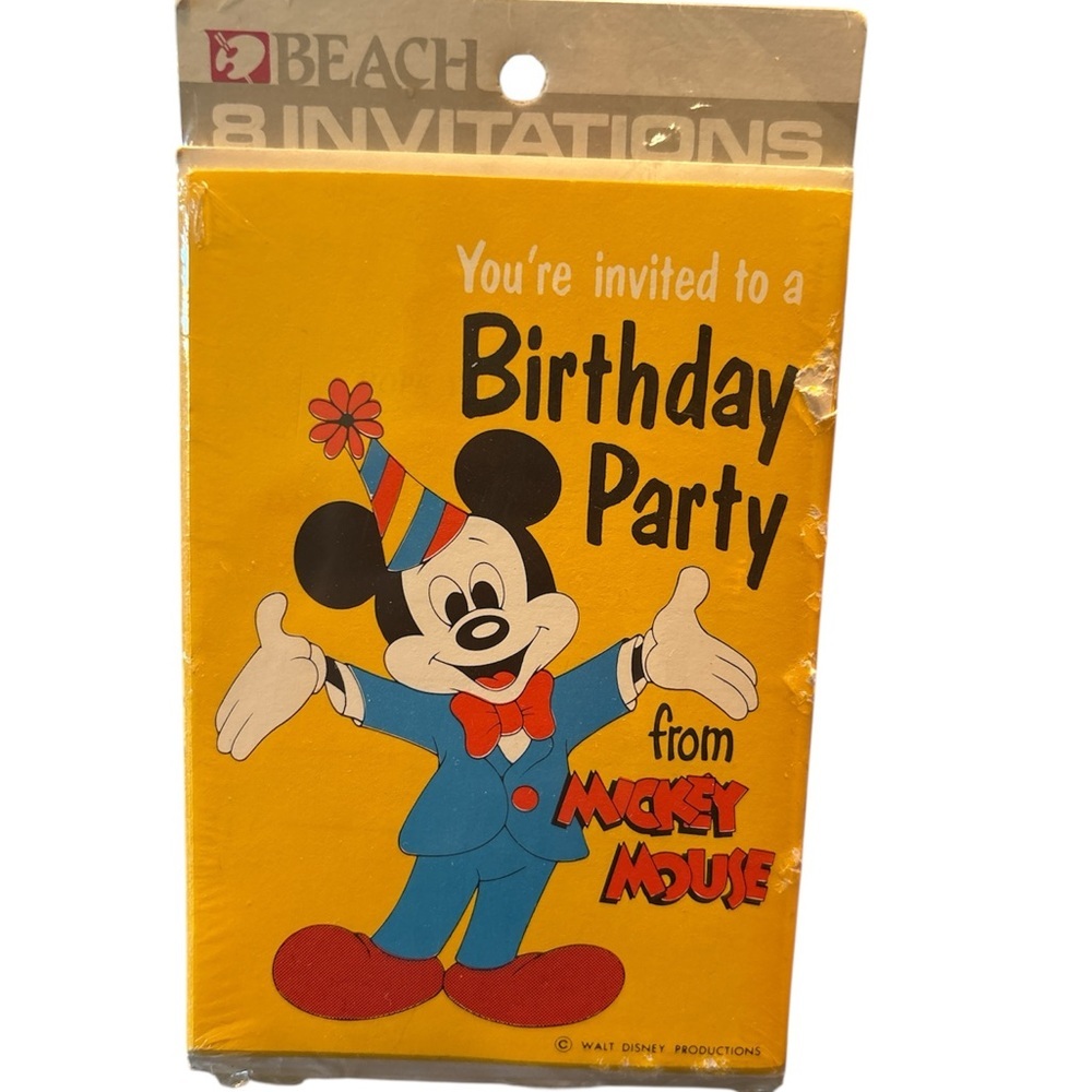 Vintage Deadstock 80’s Mickey Mouse Birthday Invitations Envelopes Toys R Us 8